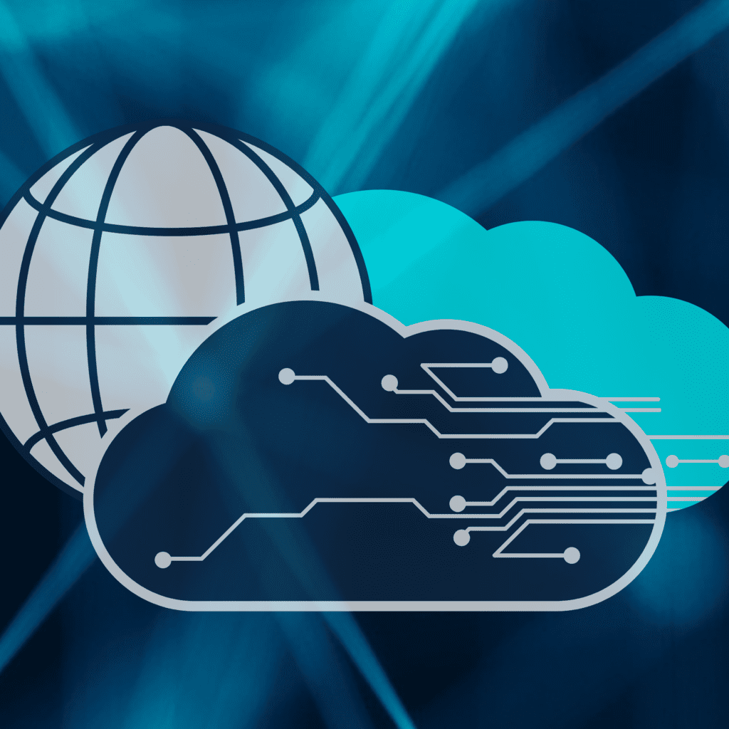 Globus mit digitaler Wolke als Darstellung der Vernetzung durch Cloud Computing